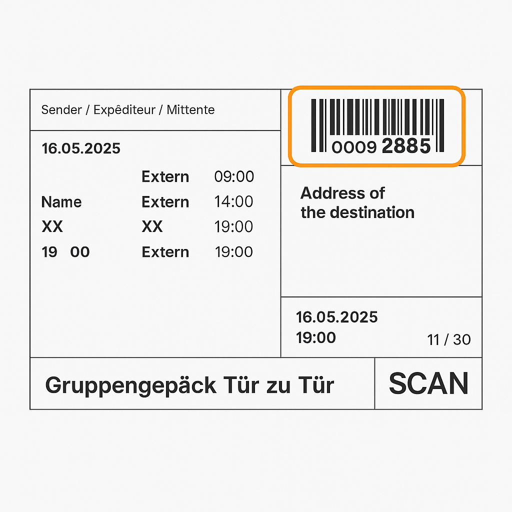 Order number example on sticker